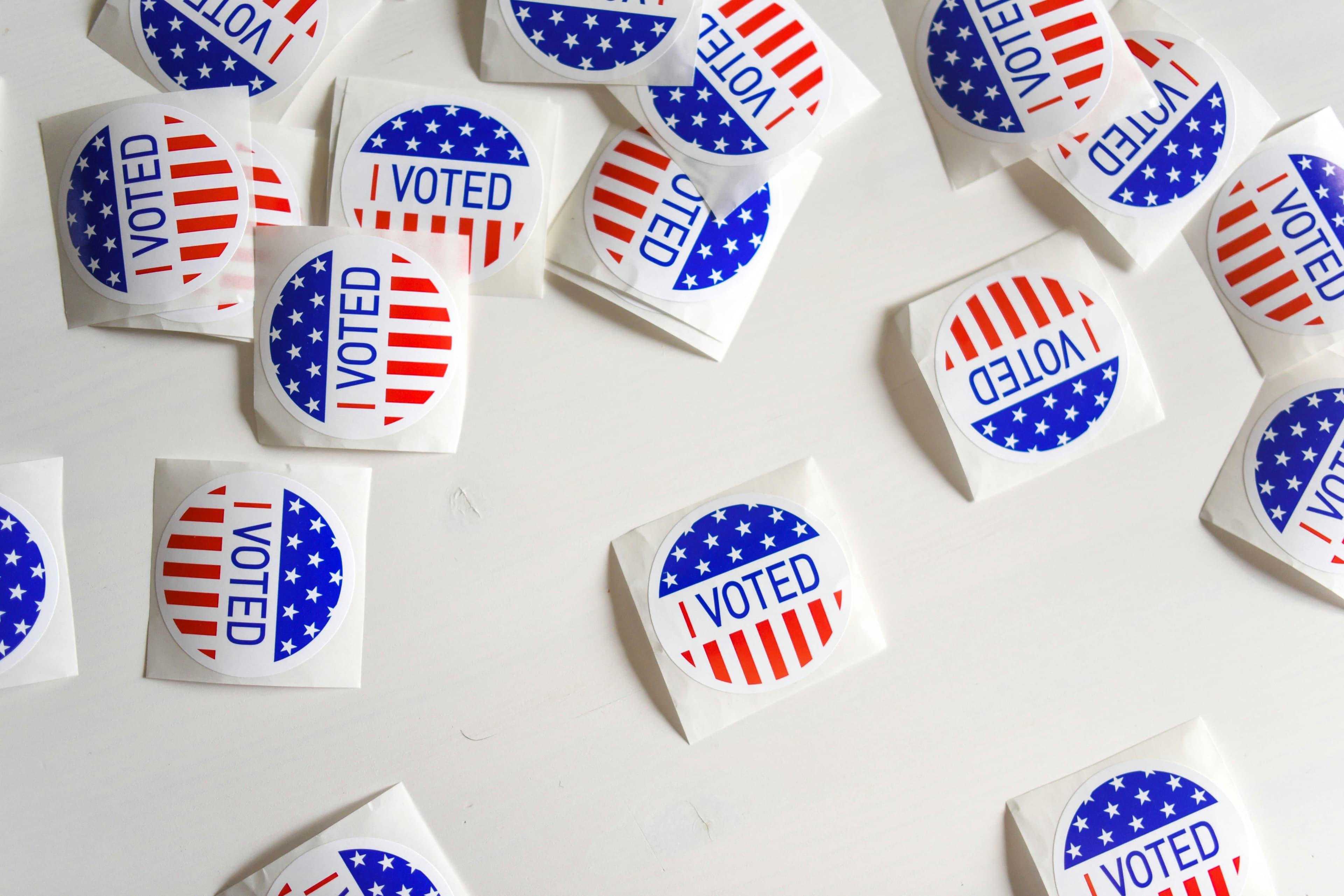 Main Image. 'Voted' stickers with a Star-Spangled Banner theme