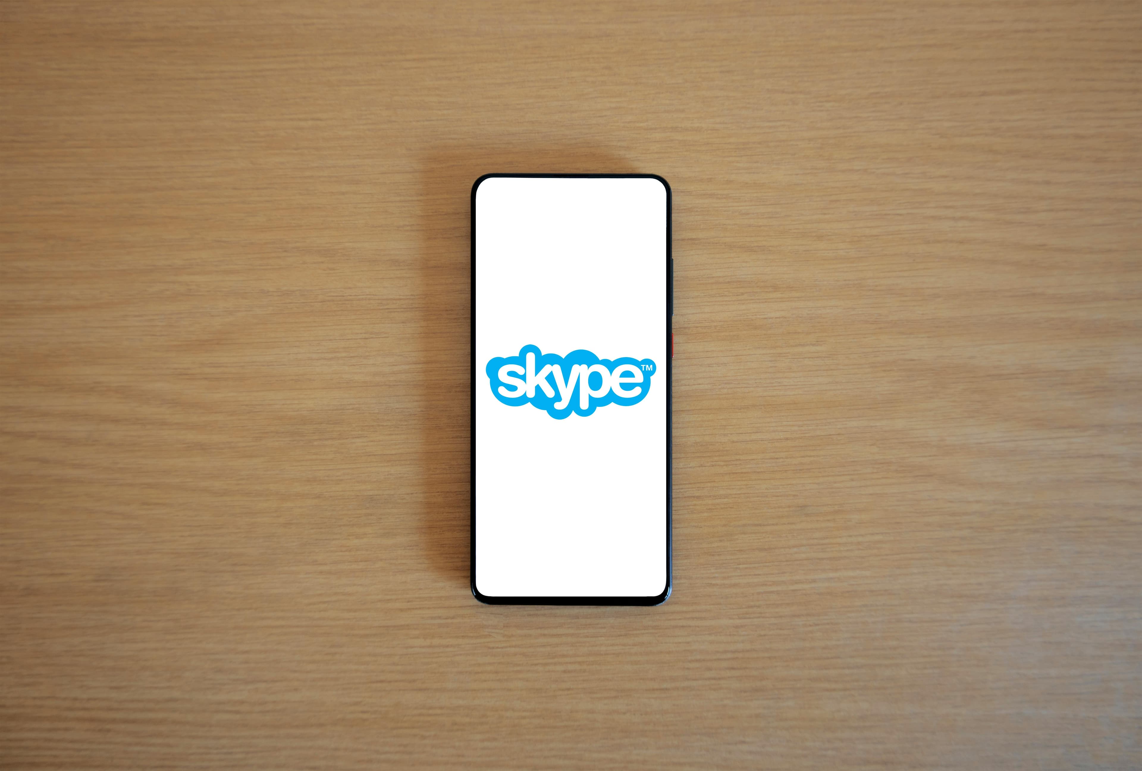 Main Image: Skype logo on a smartphone