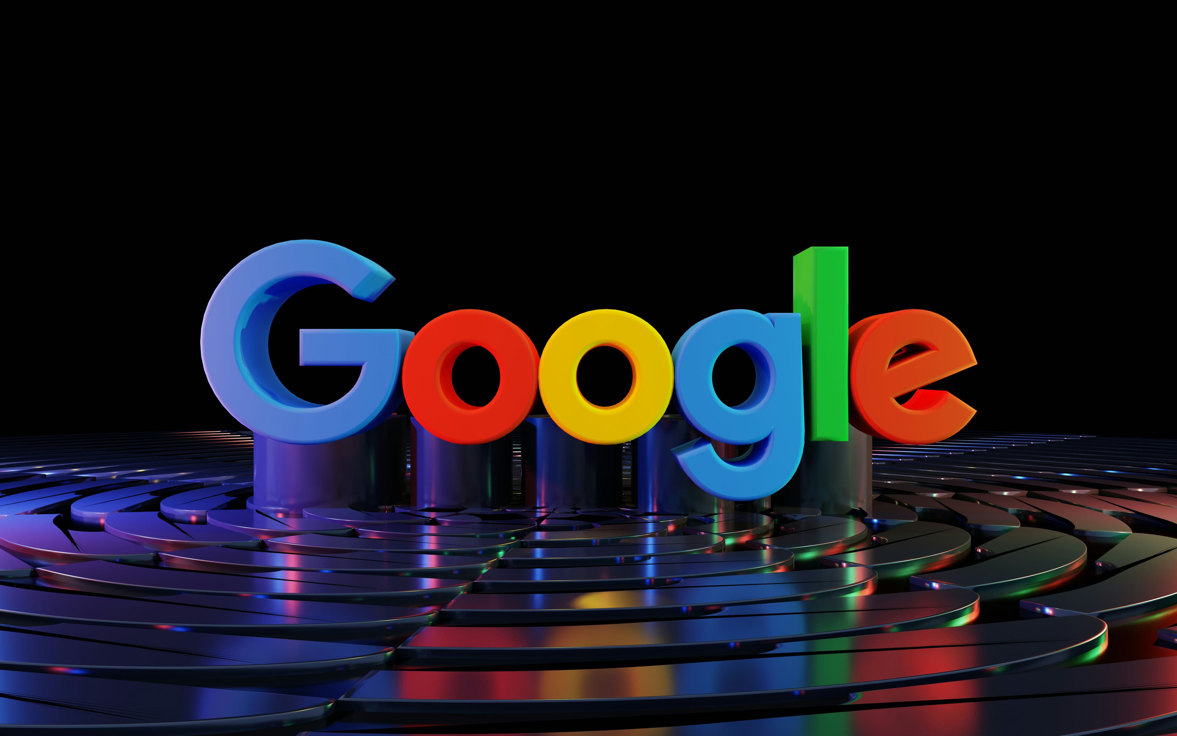 Main Image: Google logo displayed infront of a black backdrop