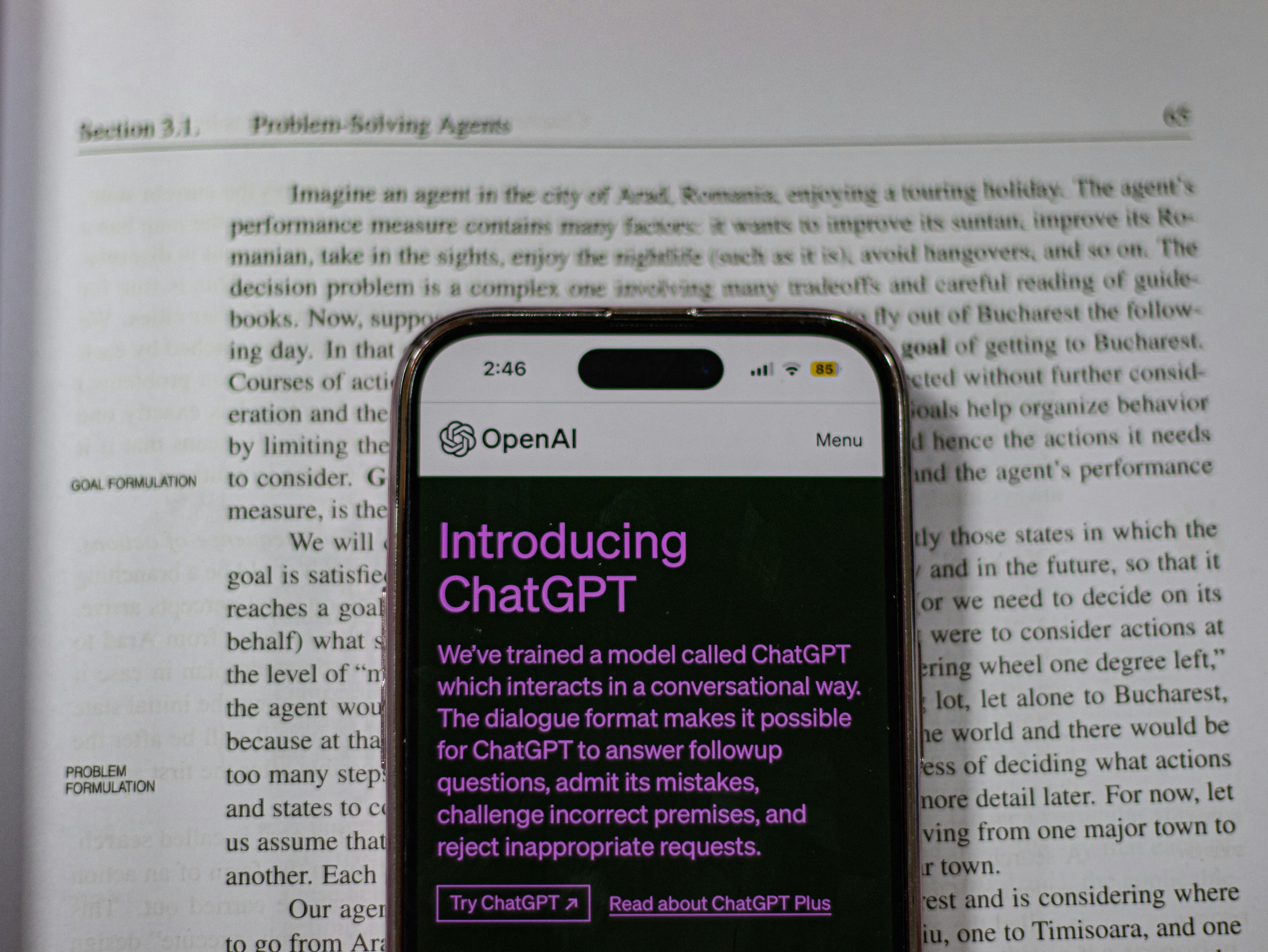 Main Image: Chat GPT web page opened on a mobile phone